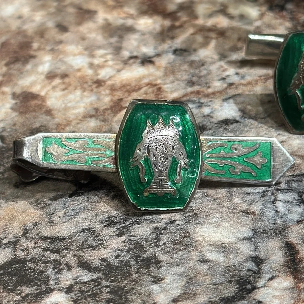 Vintage cuff links and tie clip